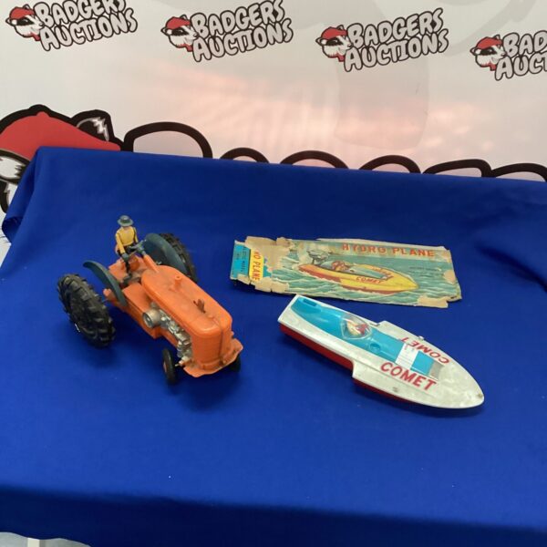 Vintage Toy Tractor and Hydro Plane Comet
