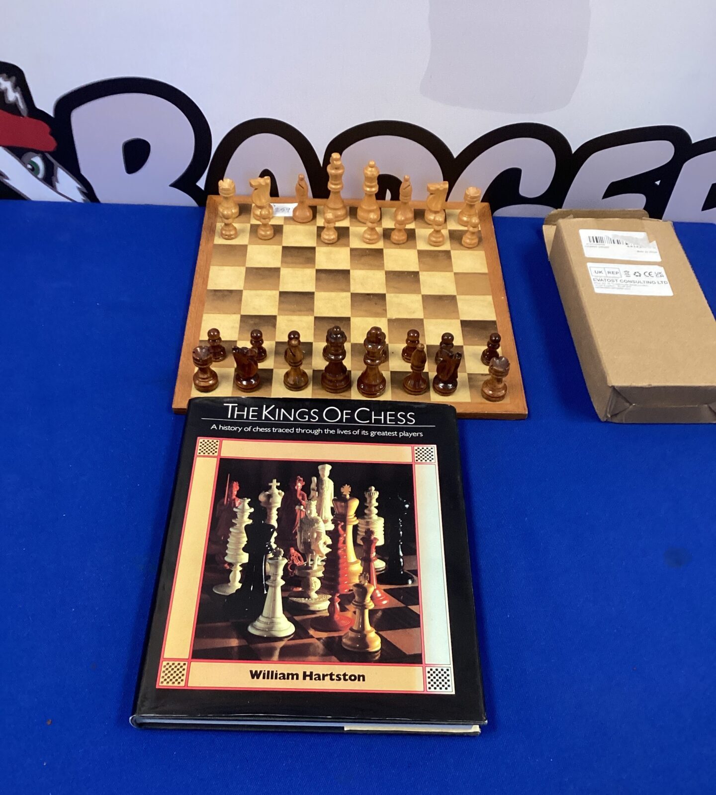 Chess Set with borad and Book (one pawn missing)