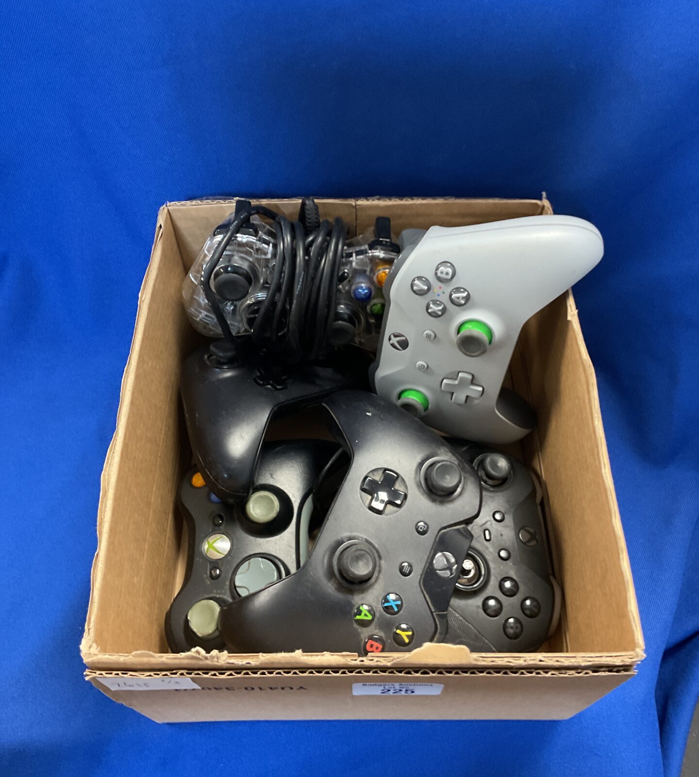 Box of xbox 360 & one controllers