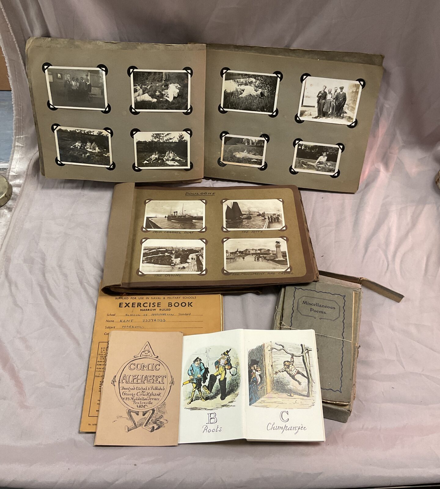 Collection of ephemera inc photo albums and comic alphabet book