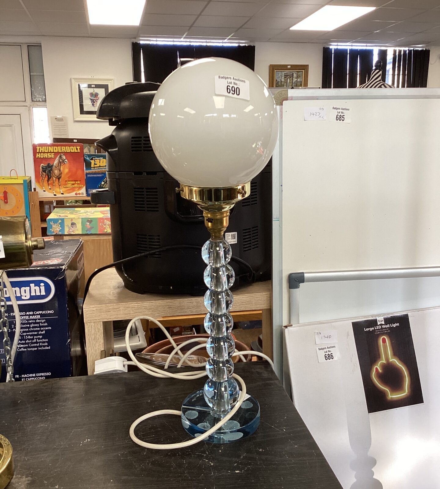 Art Deco Glass & Brass Table Lamp
