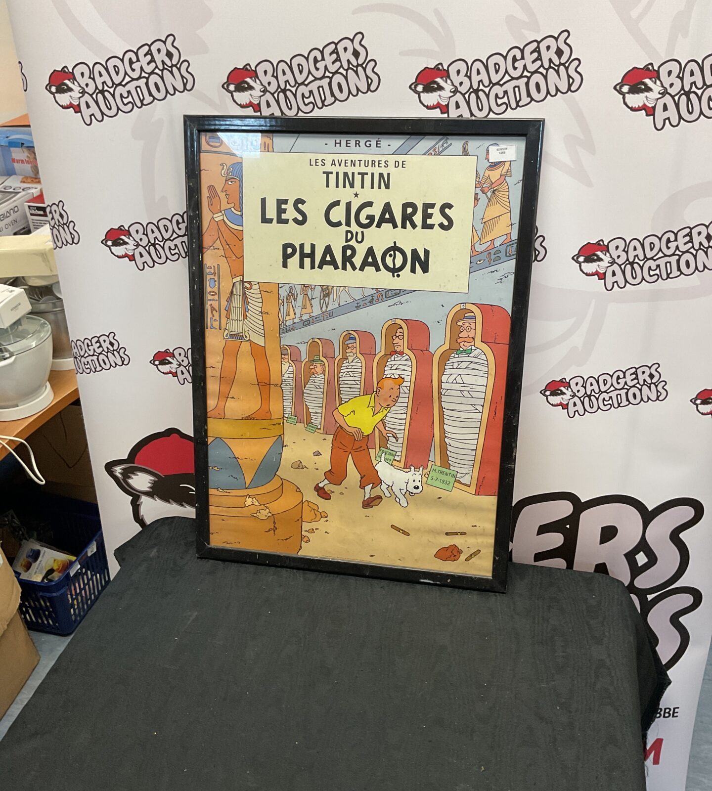 Vintage French TinTin Les Cigares Du Pharaon Framed Poster