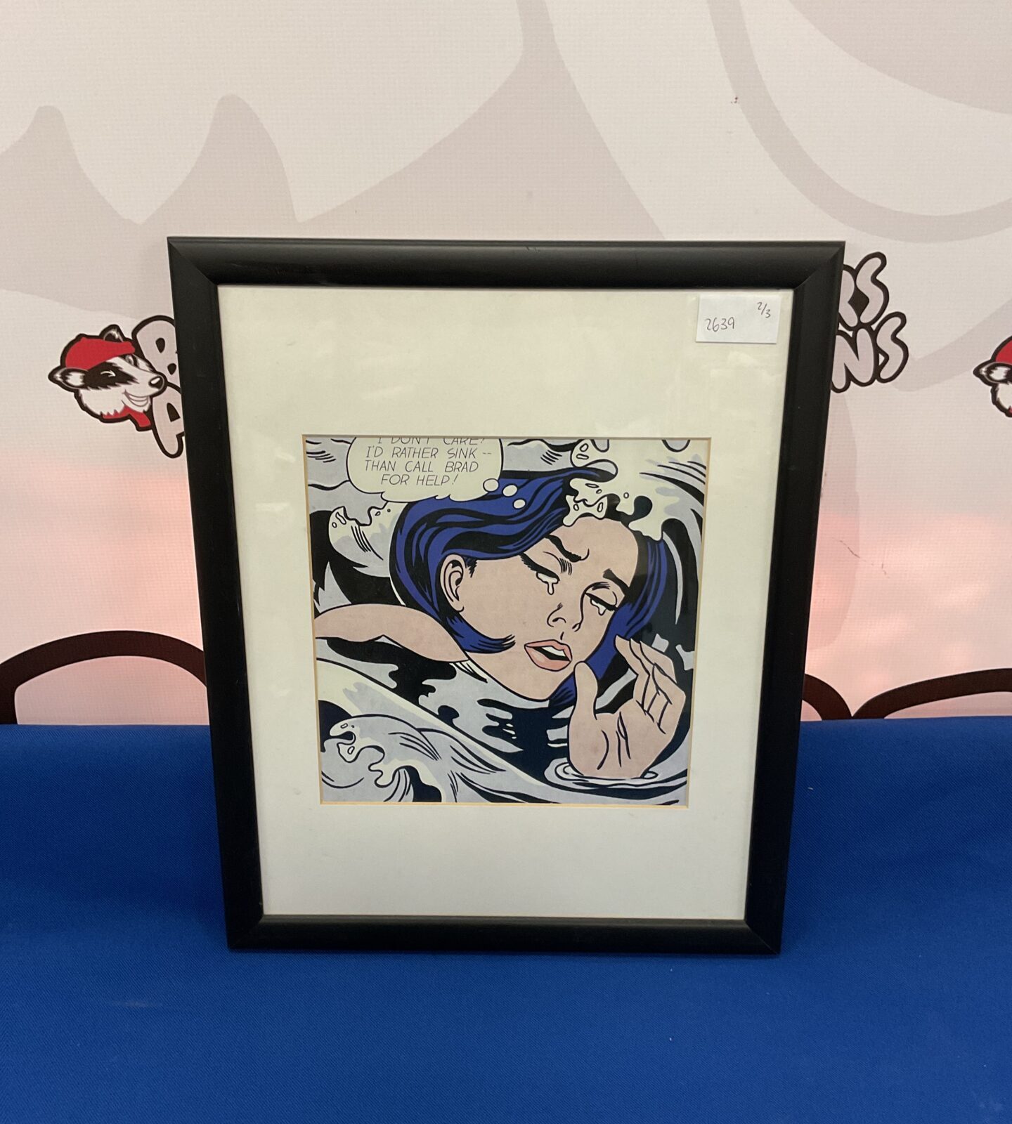 Roy Lichtenstein print titled drowning girl