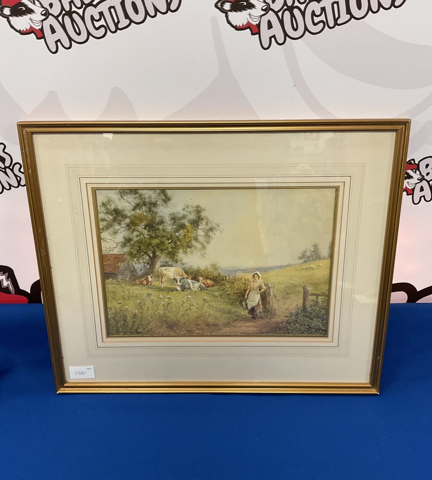 horace milburn 19th/20th century watercolour of pasture scene with maid & cows