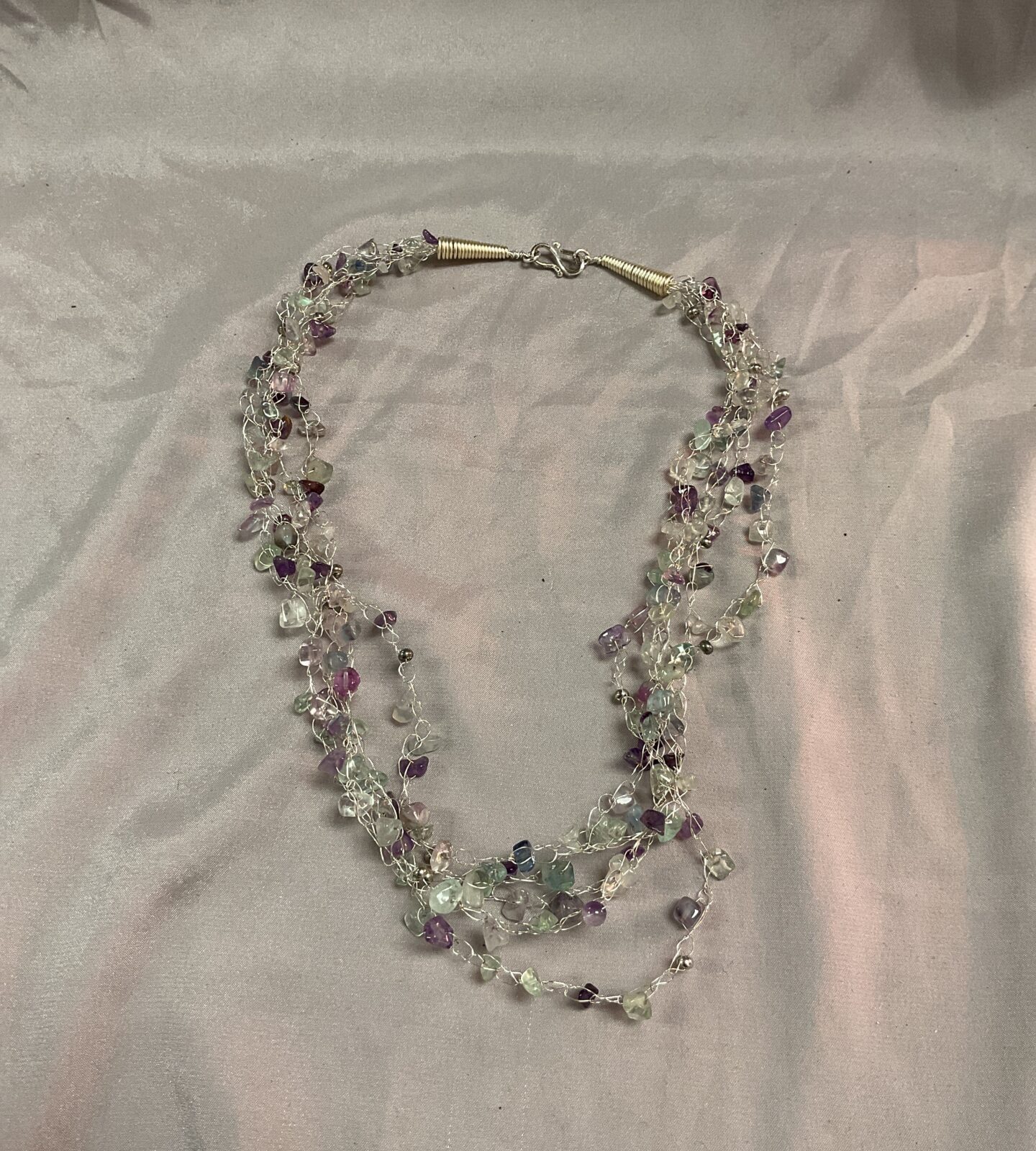 whitemetal and stone bead necklace