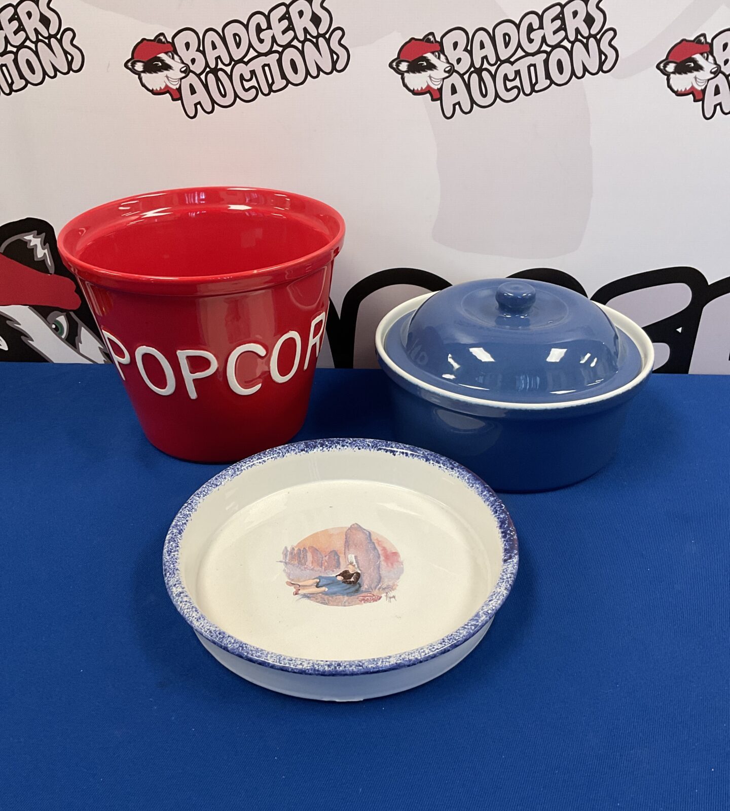 Pottery Pop Corn Bucket, bci flan dish and casserole dish