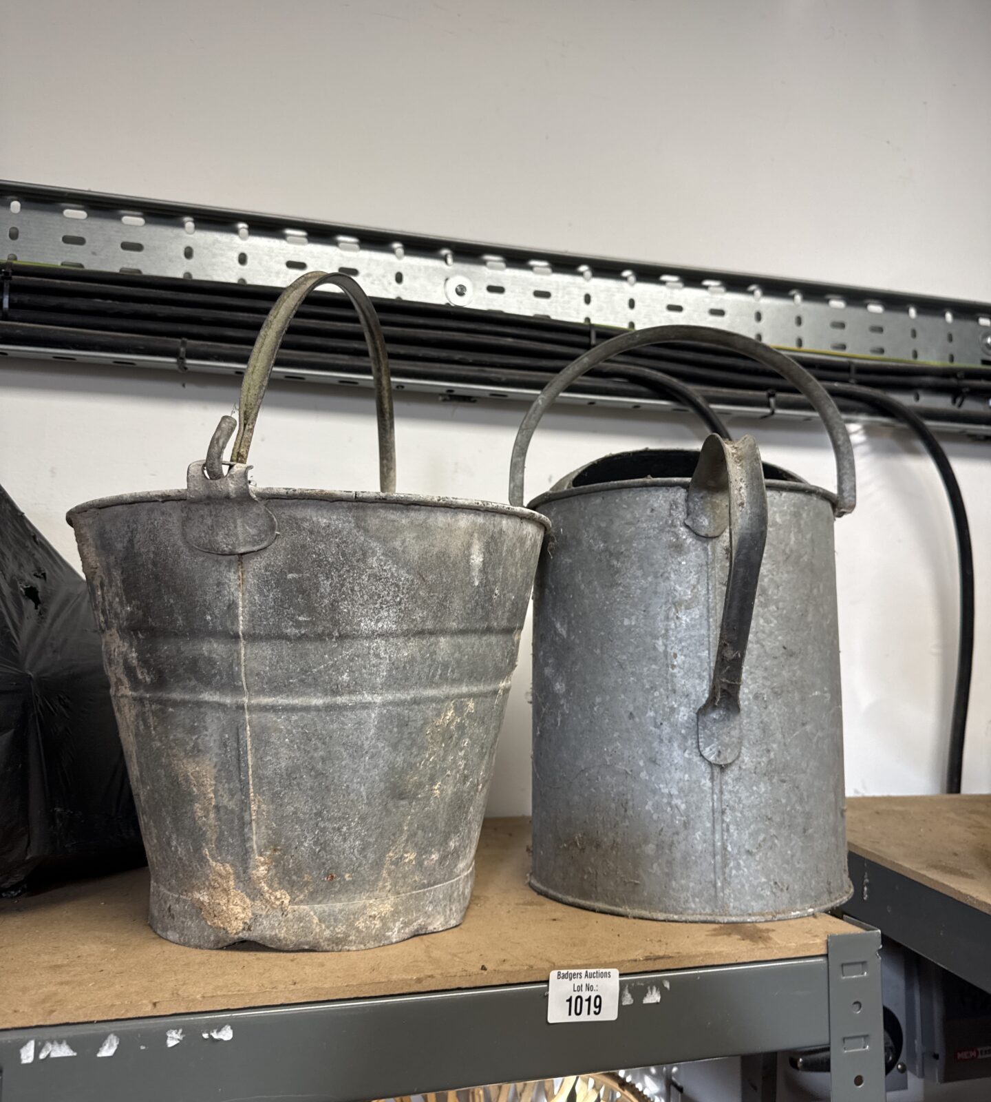 Galvanised watering can with bucket