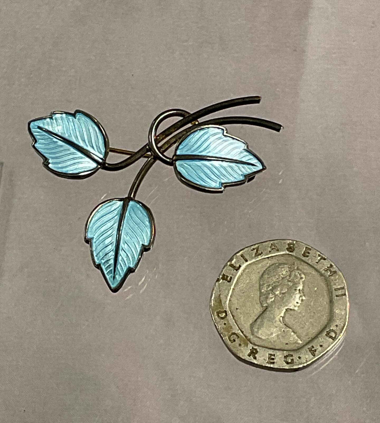 Jemax Sterling silver Denmark enamel leaf brooch