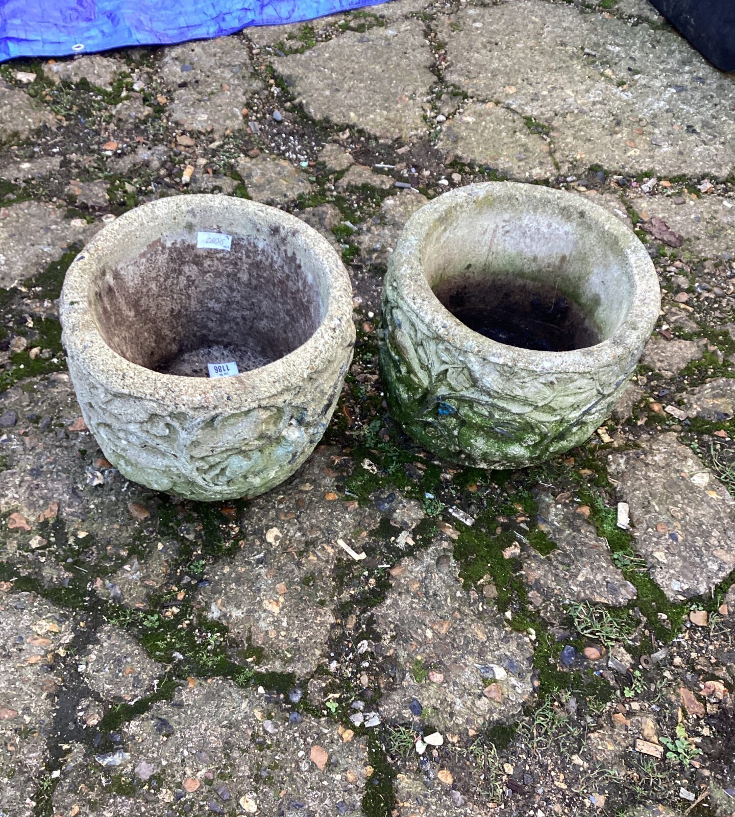 Two stone effect garden planters