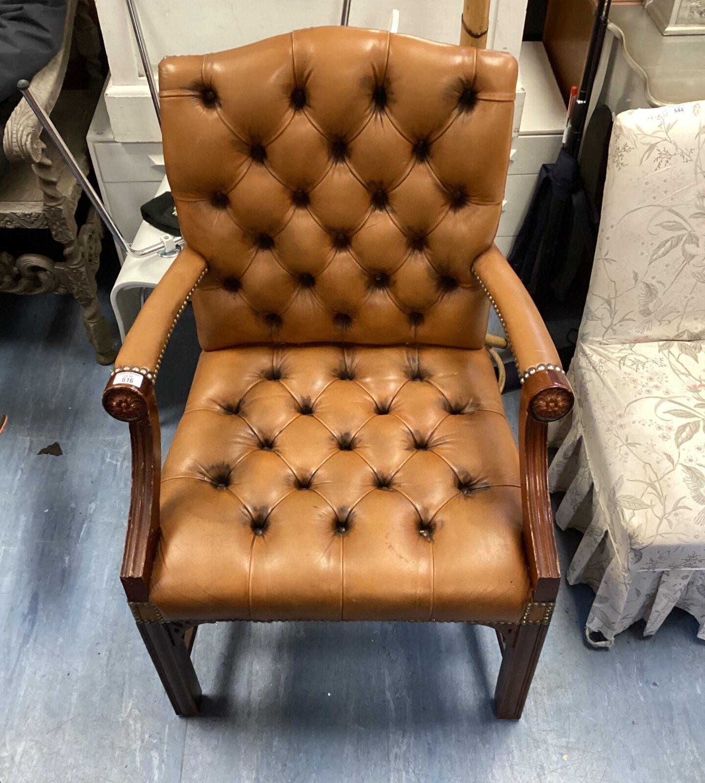 Brown leather armchair