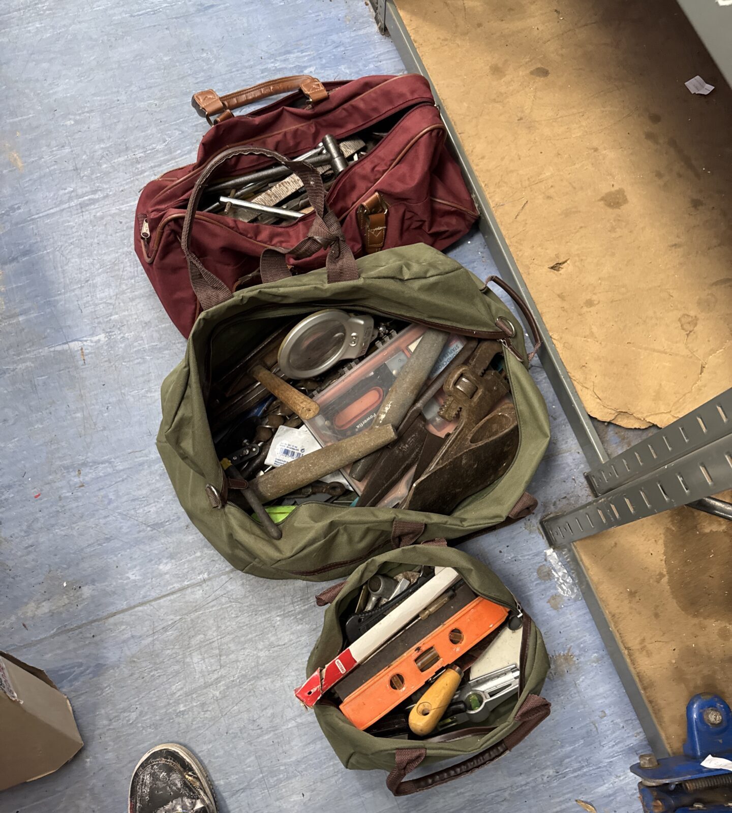 Three bags of assorted tools