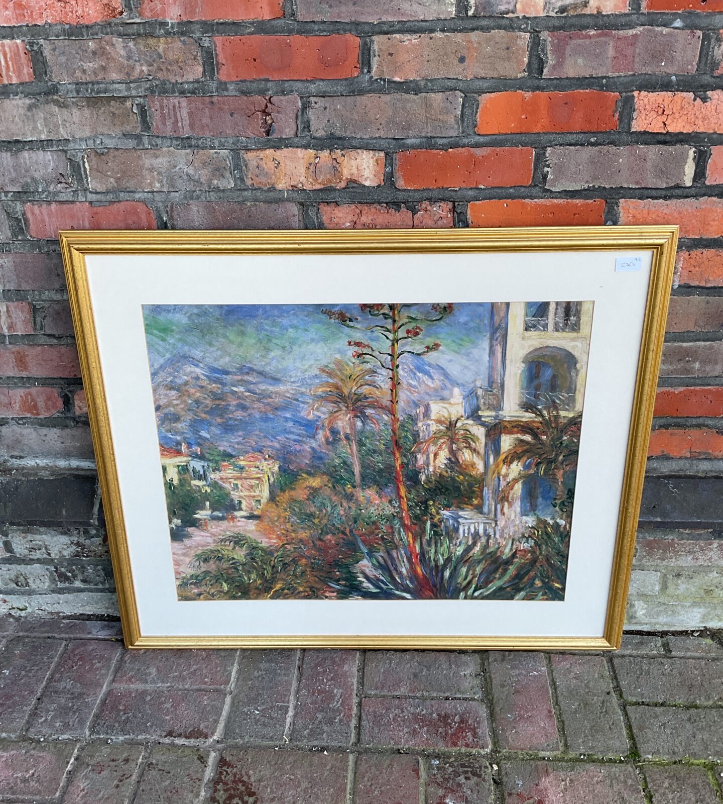 Large gilt framed monet palm tree print