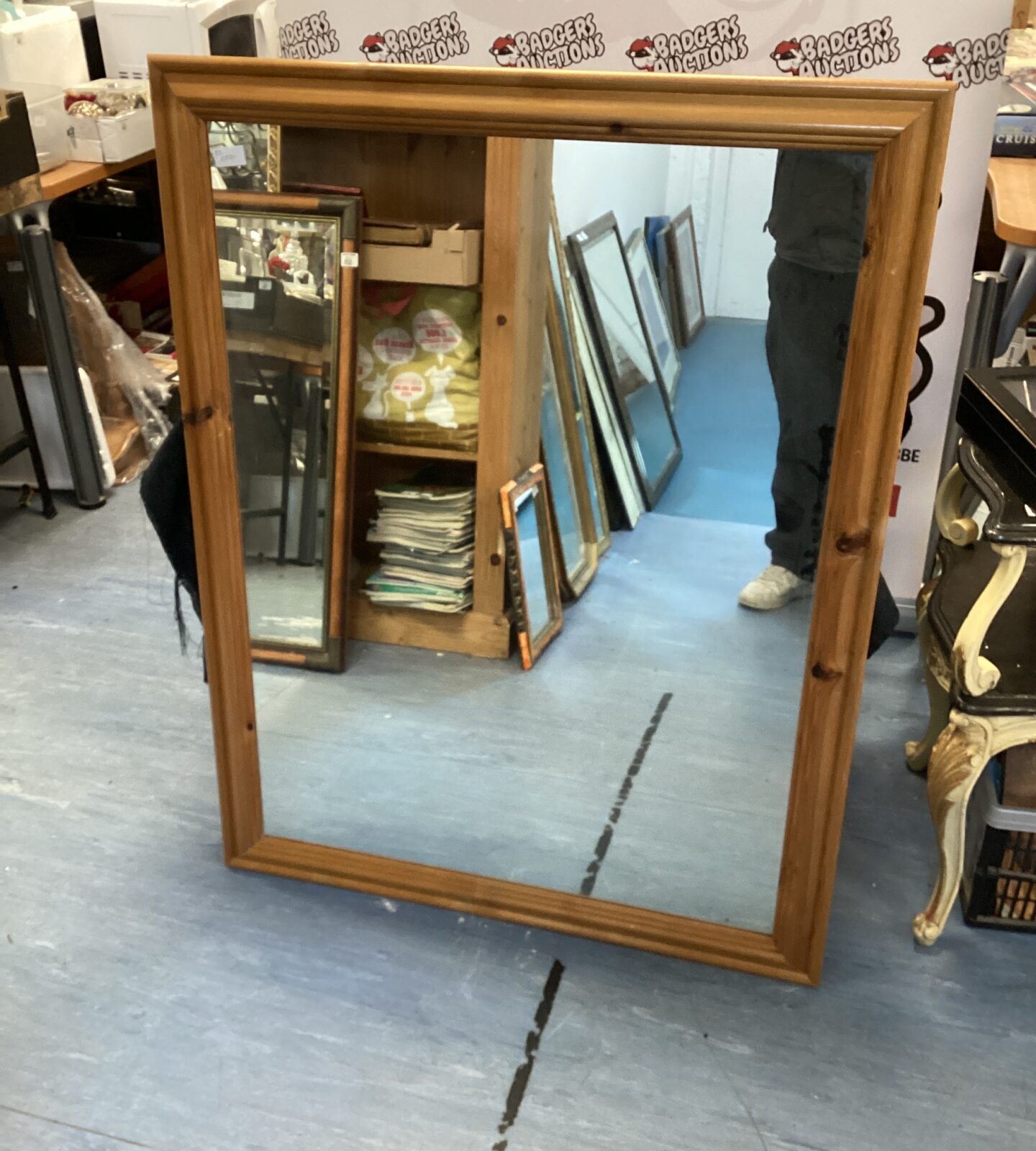 Large pine framed mirror