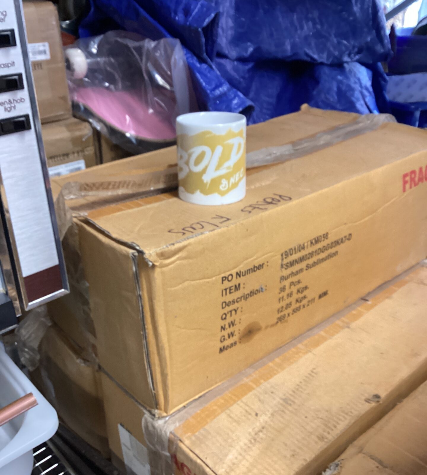 Three boxes of Bold and nec  mugs