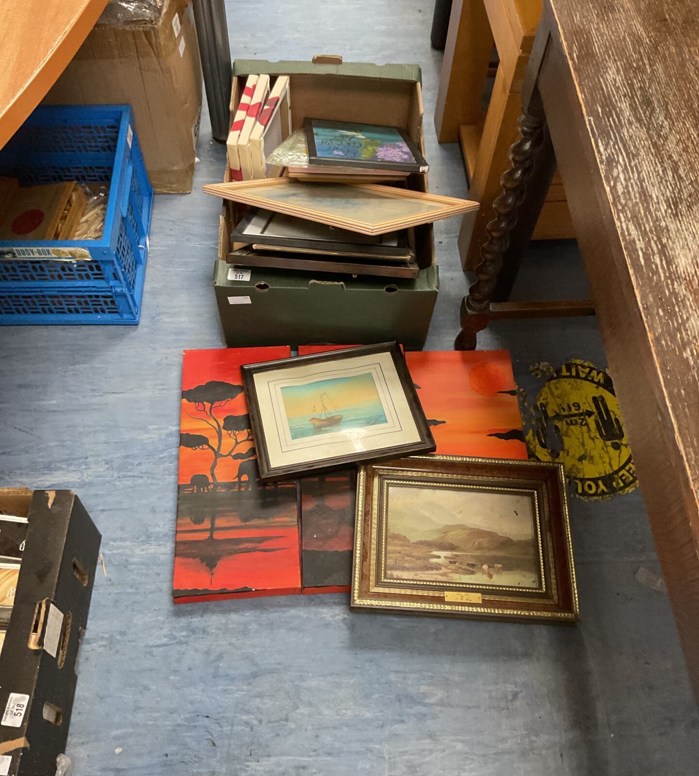 Box of mixed prints and original artworks