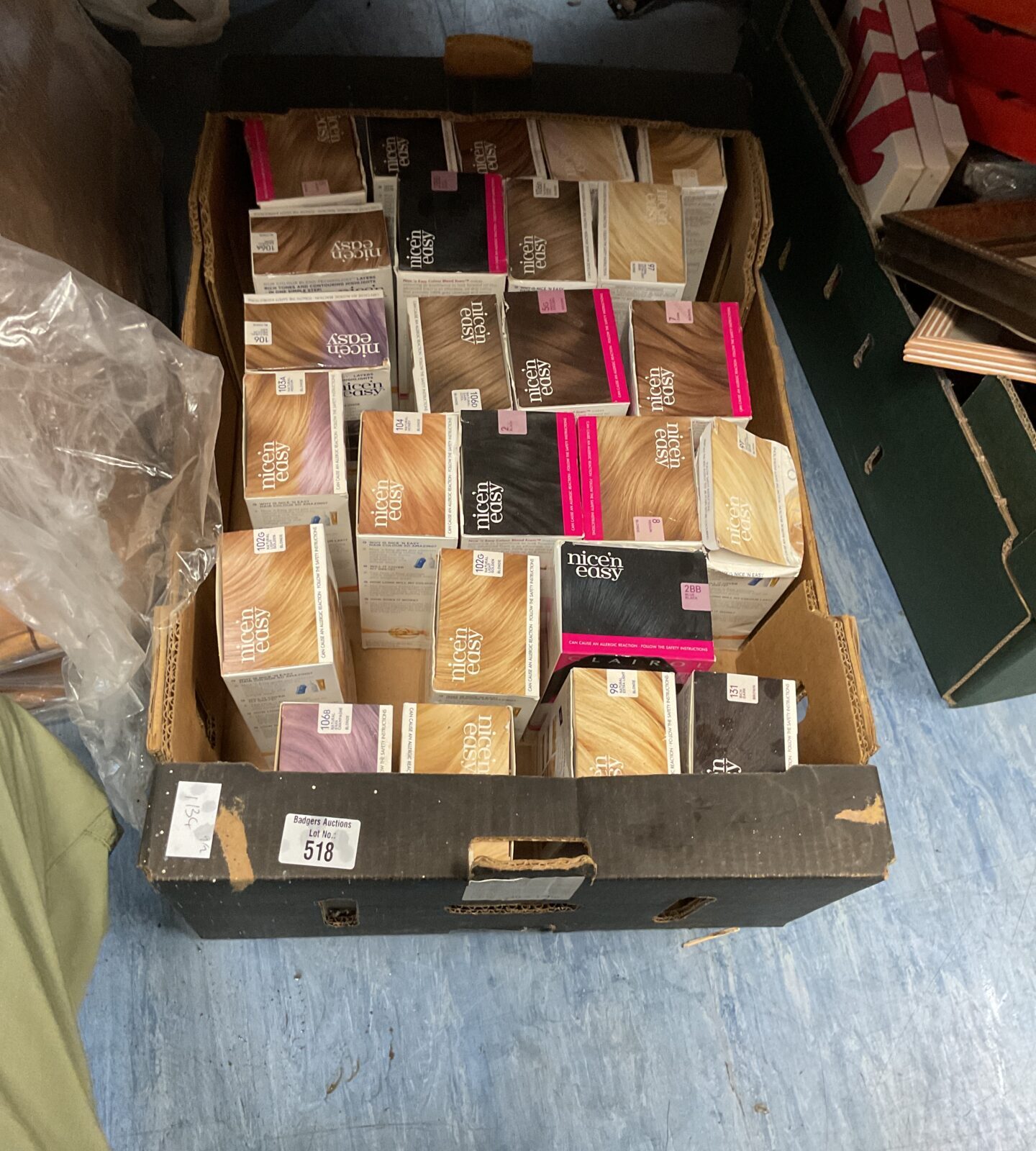 Crate of clairol hair colours