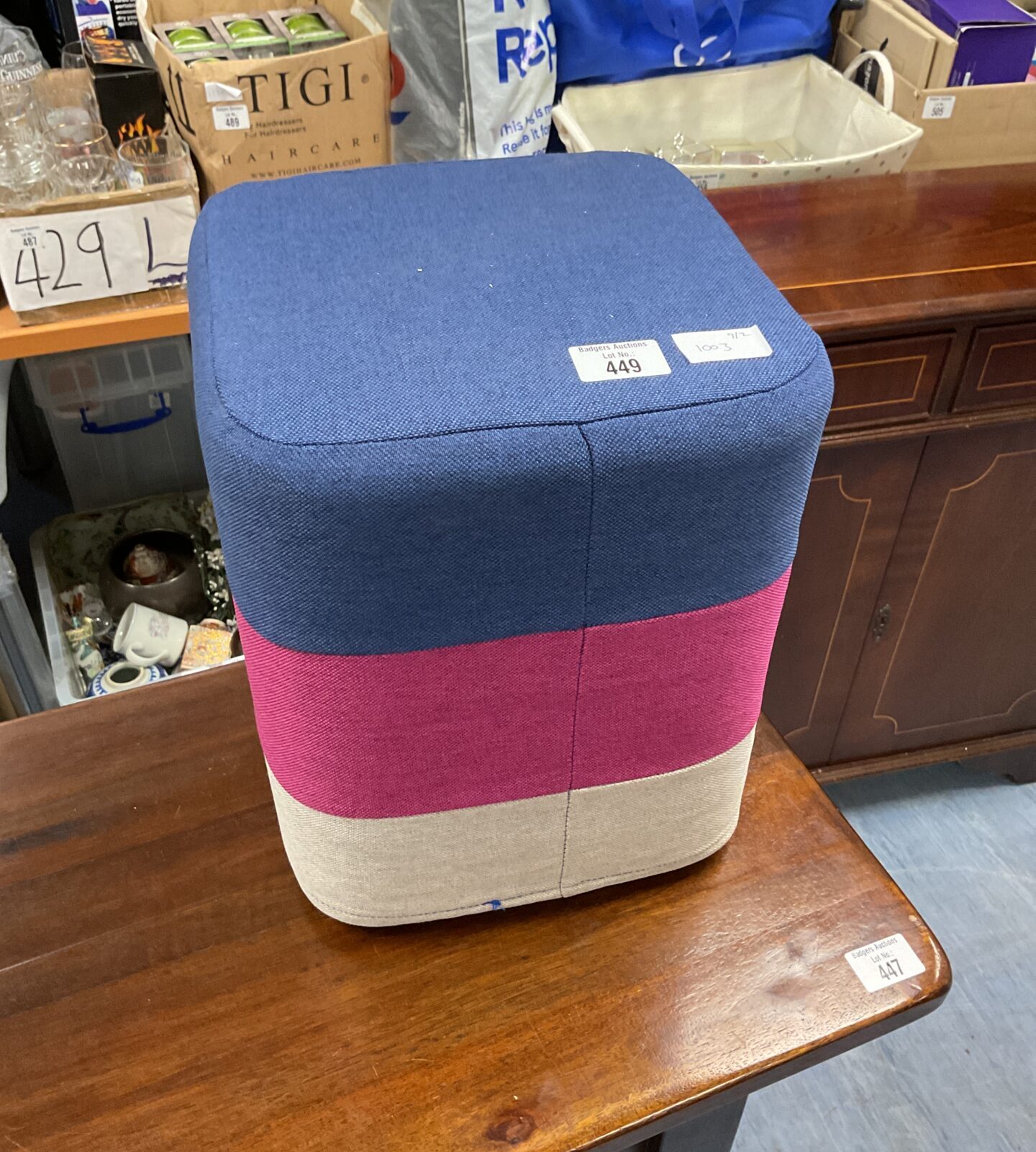 Small fabric colourful footstool