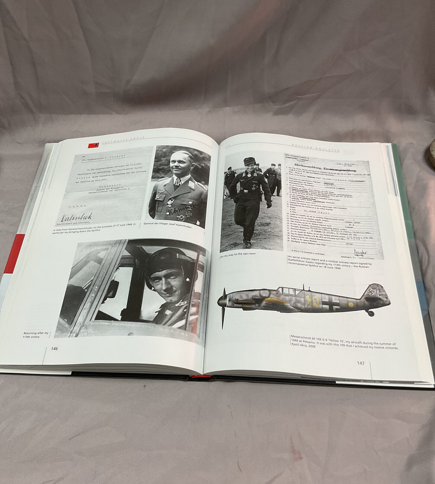 Aces high aviation gallery luftwaffe eagle with book card signed by five Luftwaffe fighter aces inc Adolf galland - Image 3