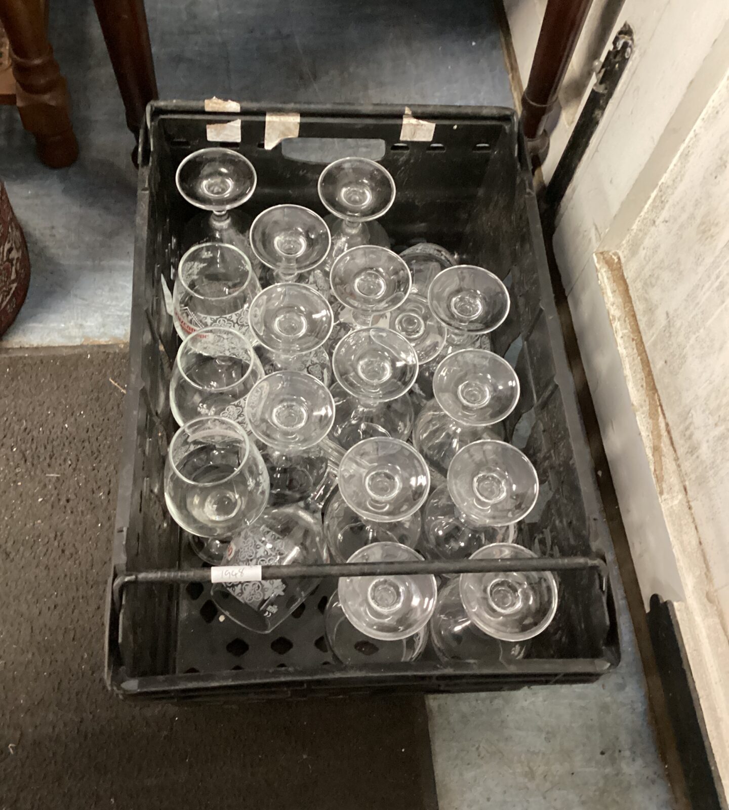 Crate of cruzcampo pint glasses