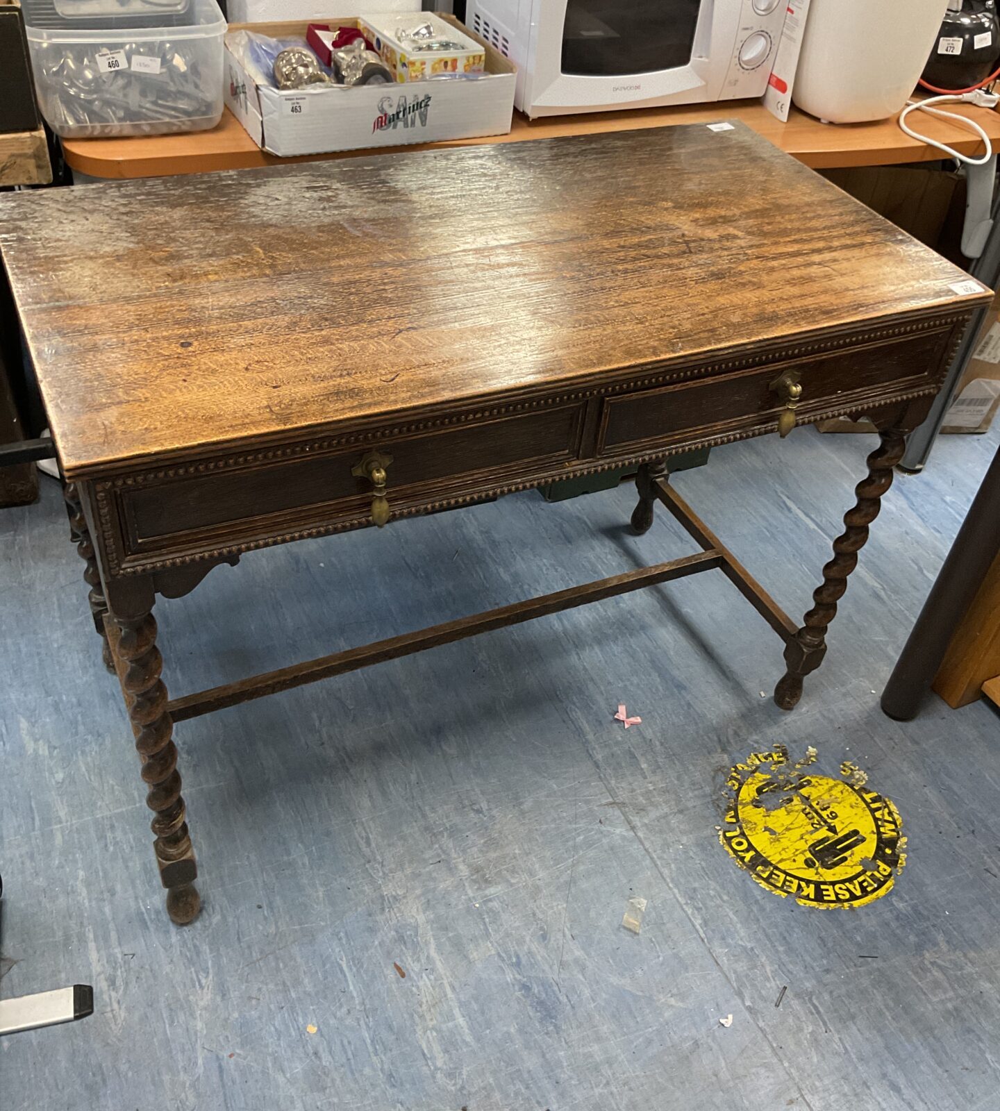 Antique mahogany barley twist two draw side table