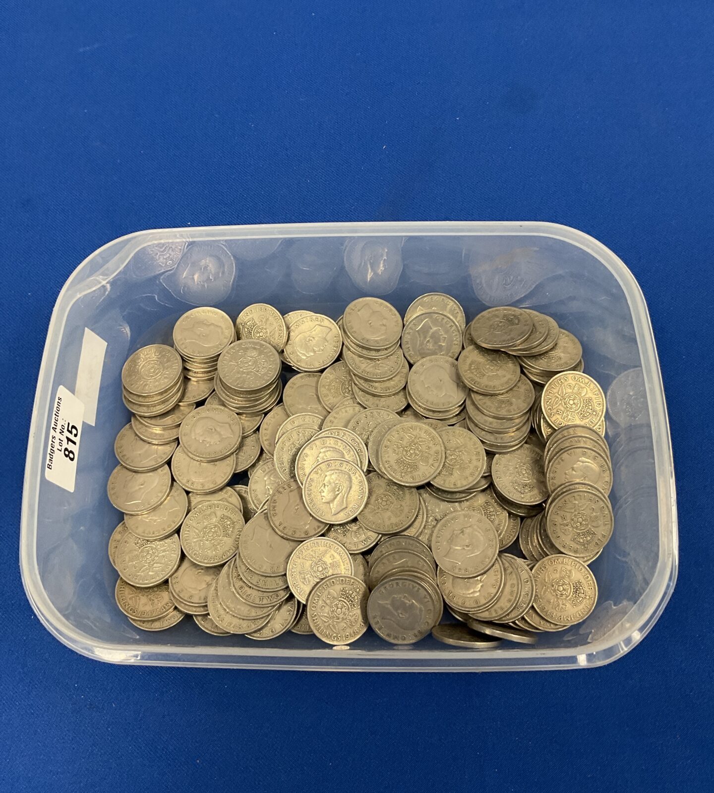 2kg tub of 1947 onwards of 2 shilling coins