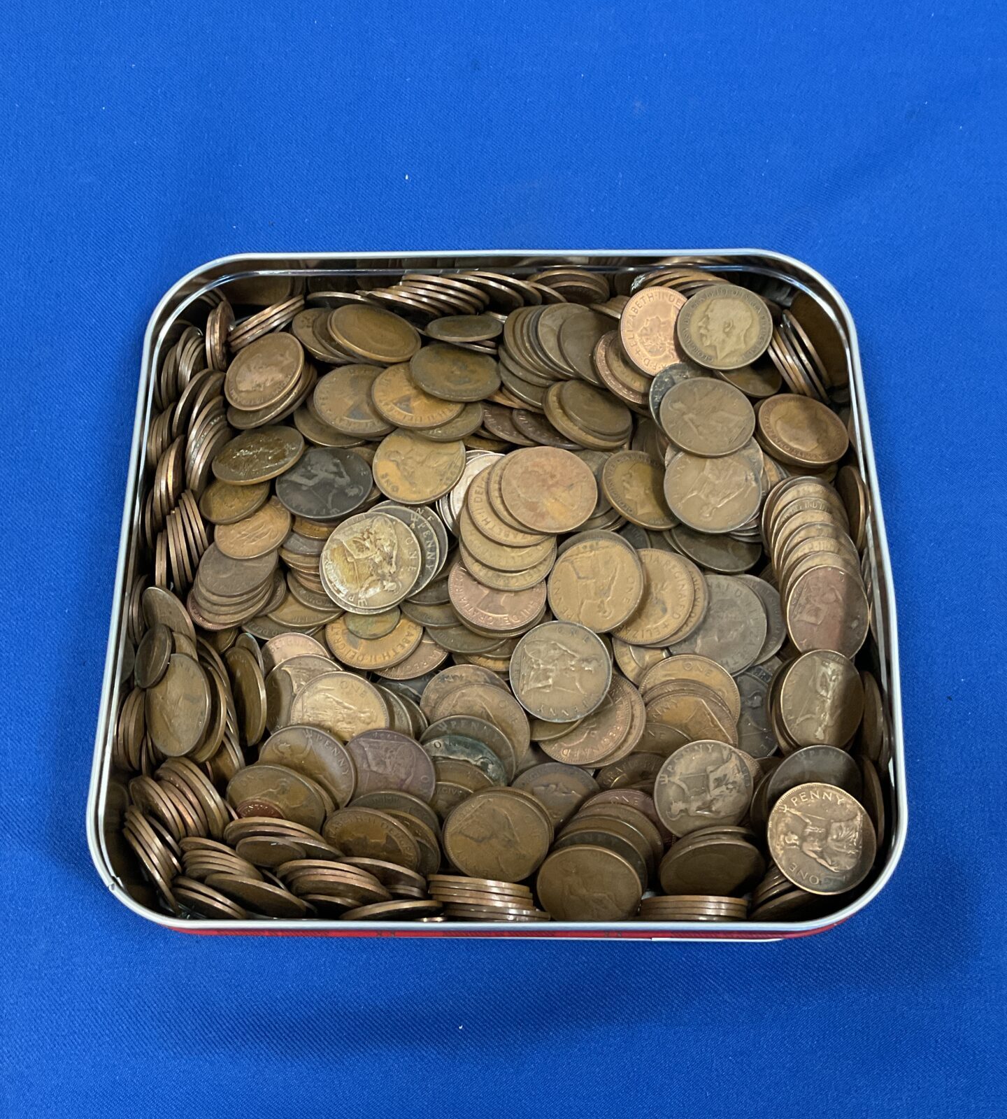 6.5kg tin of pre decimal copper coins