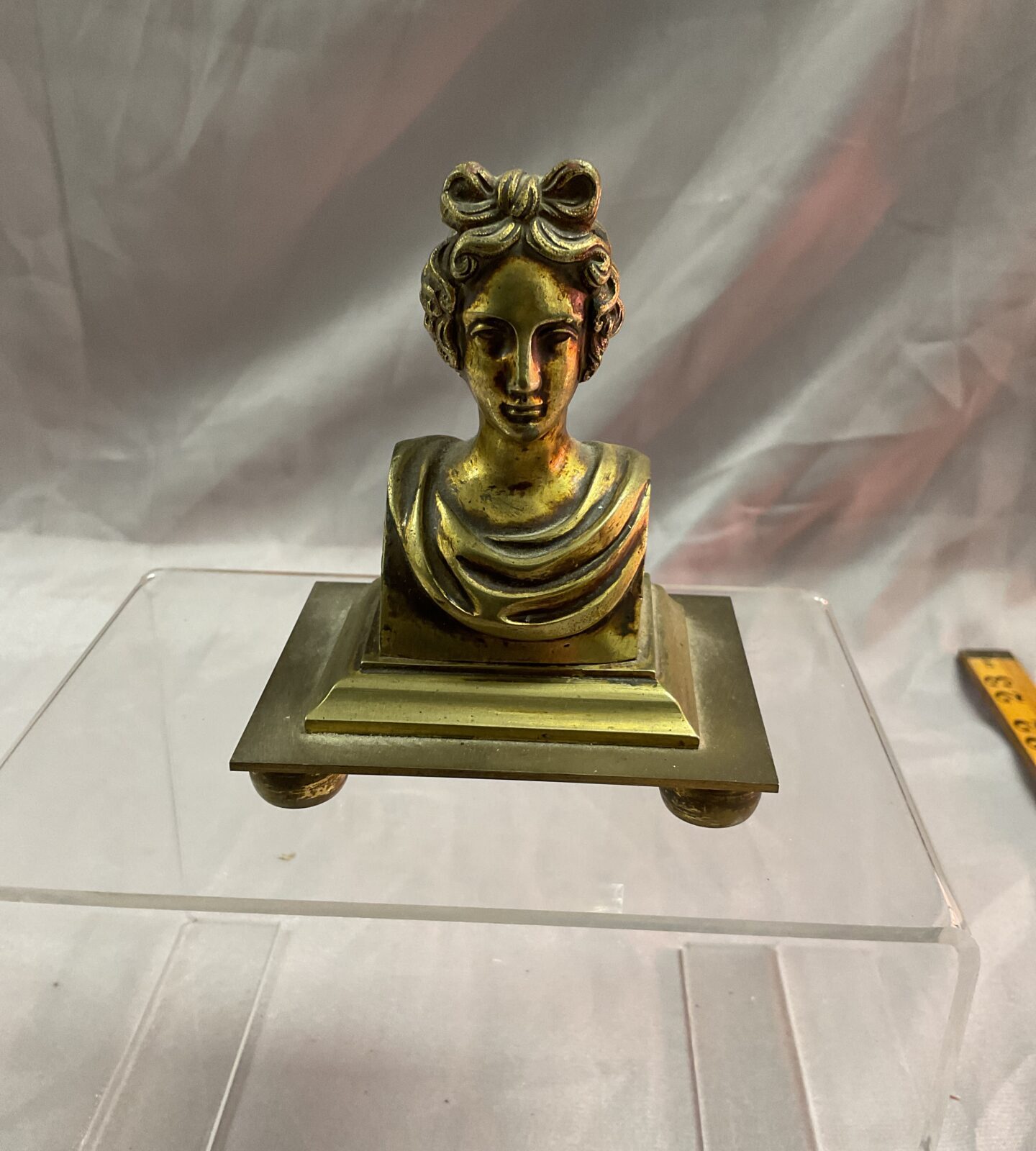 Vintage small 3” brass Roman goddess bust figure