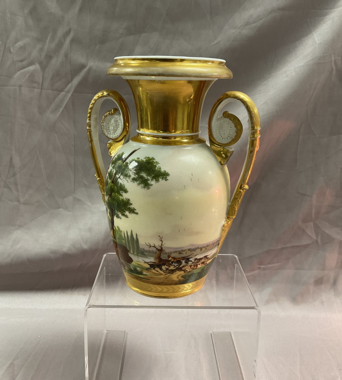 hand decorated 19c French Gilt detailed vase - Image 2