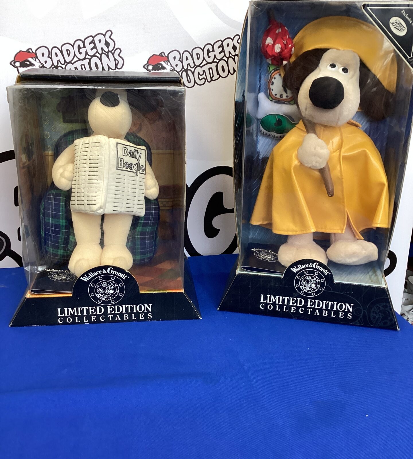 Limited Edition Wallace and Gromit Soft toys on boxes