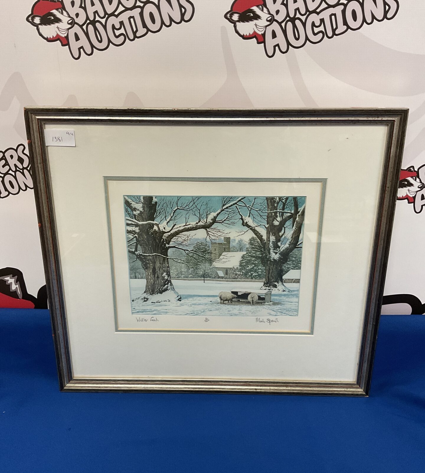 mark spain signed limited edition etching titled winter feed