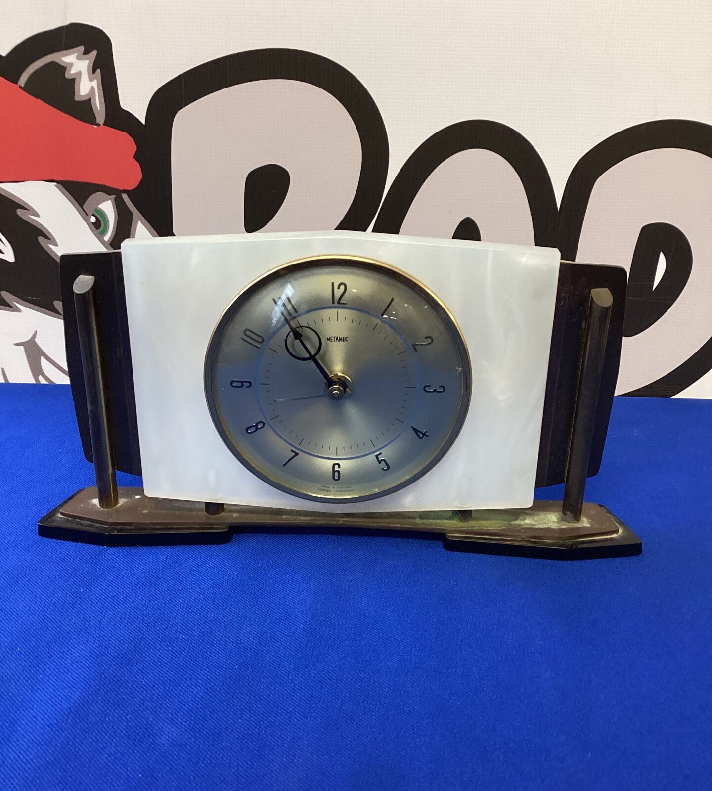 Wood and Brass Vintage Metamic  Mantle Clock