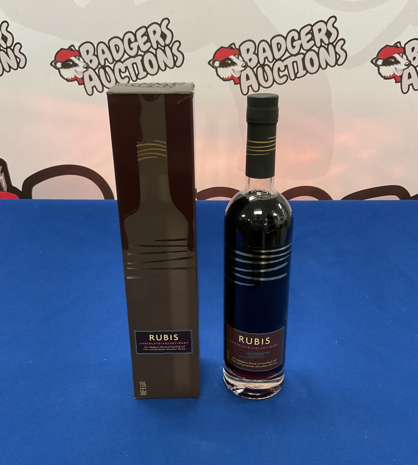 Sealed bottle of rubis velvet chocolate ruby alcohol