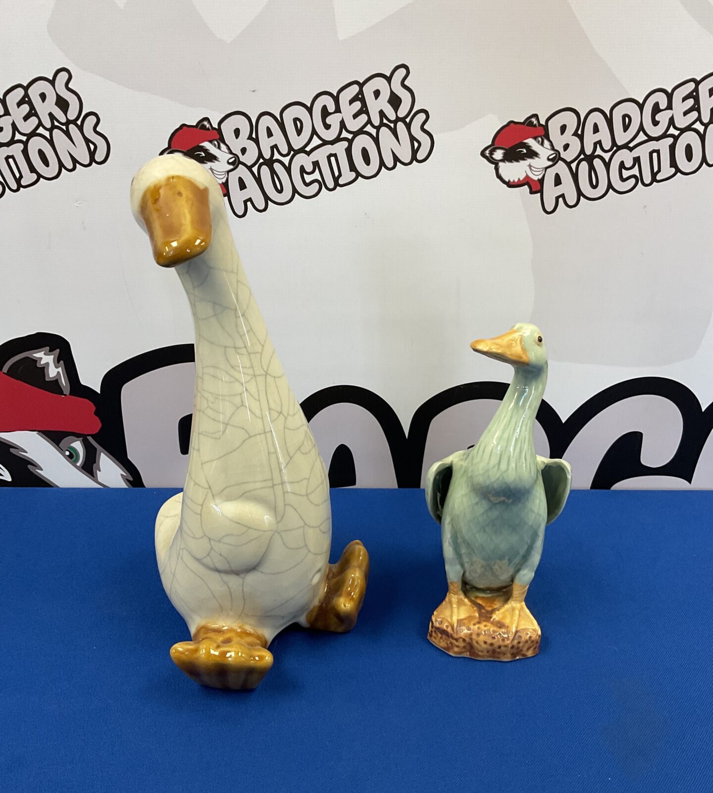 Two pottery duck ornaments