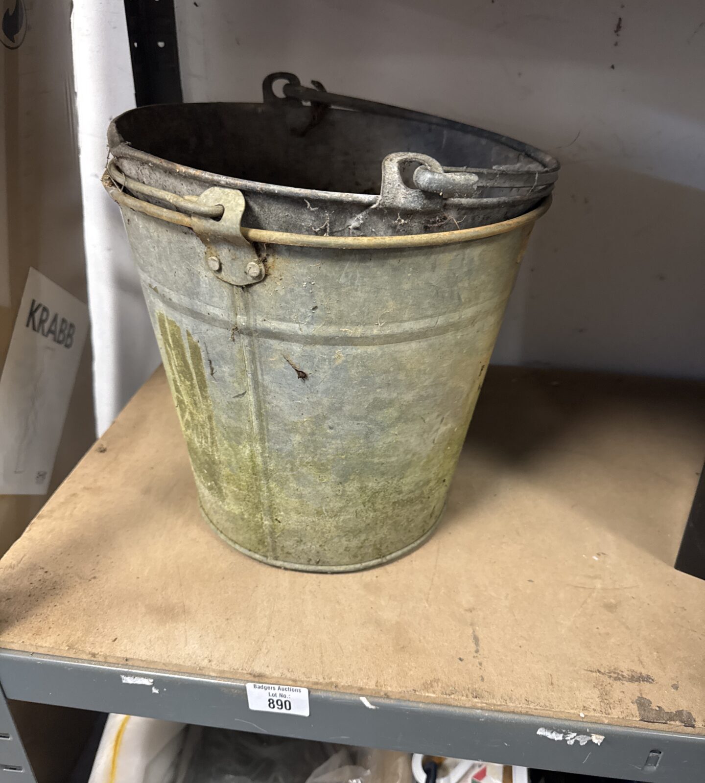 Two vintage galvanised buckets