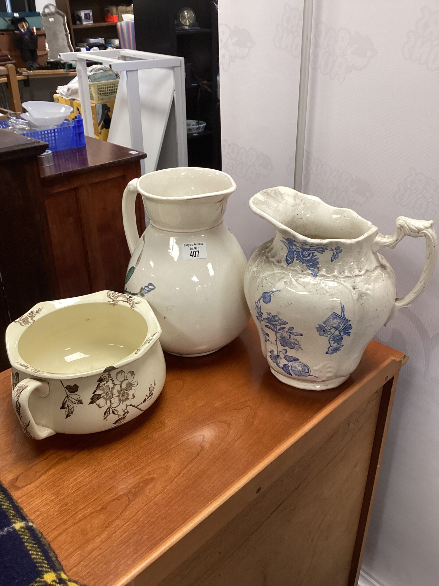 3 large antique water pitchers – Badgers Auctions | On-site and online ...