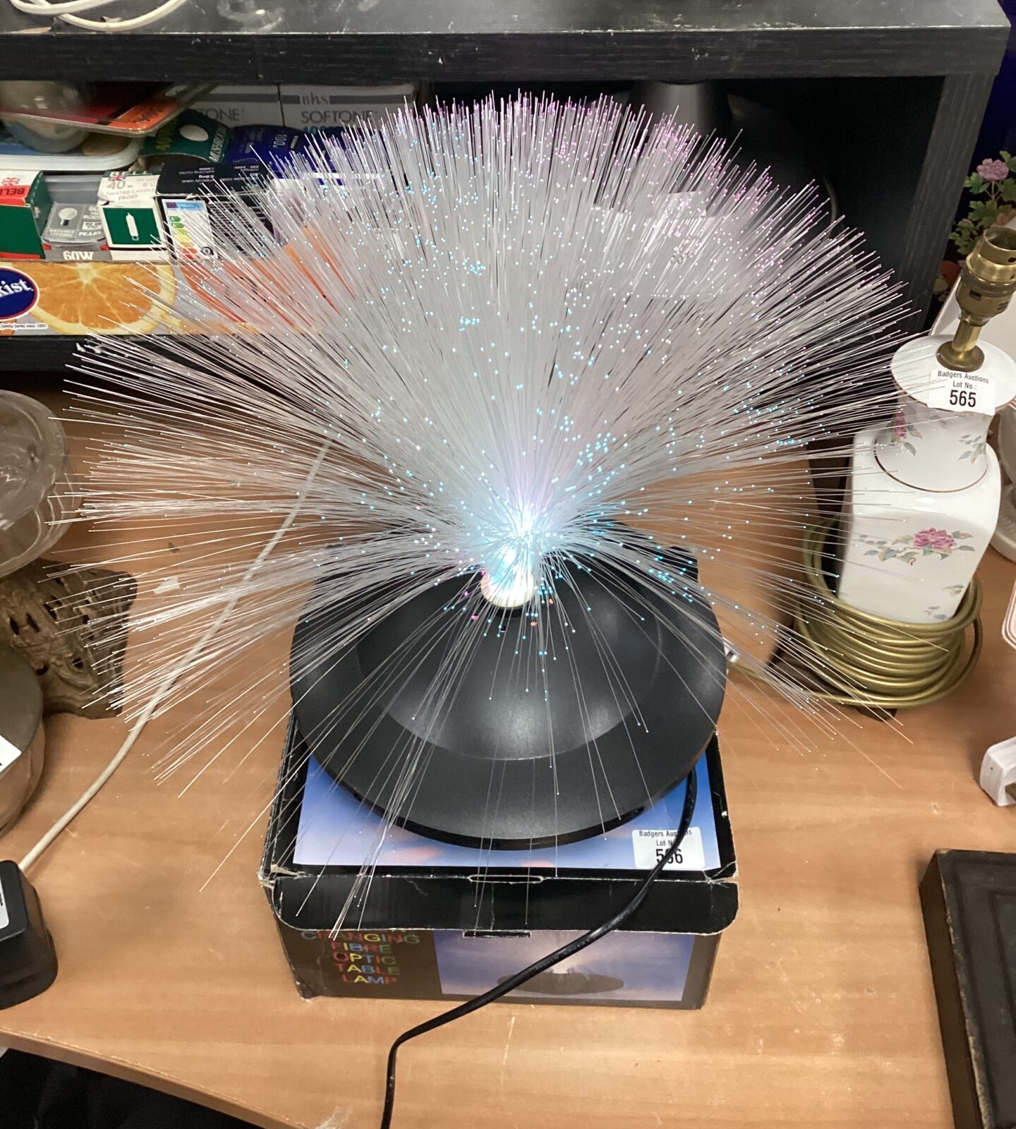 Colour changing fibre optic table lamp working