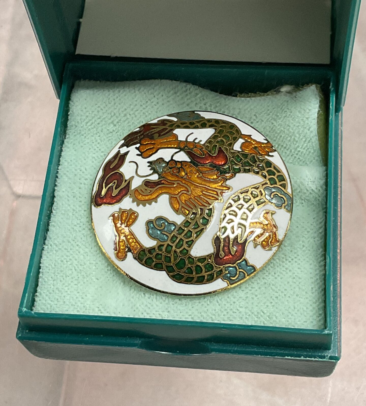 Enamel Chinese dragon brooch