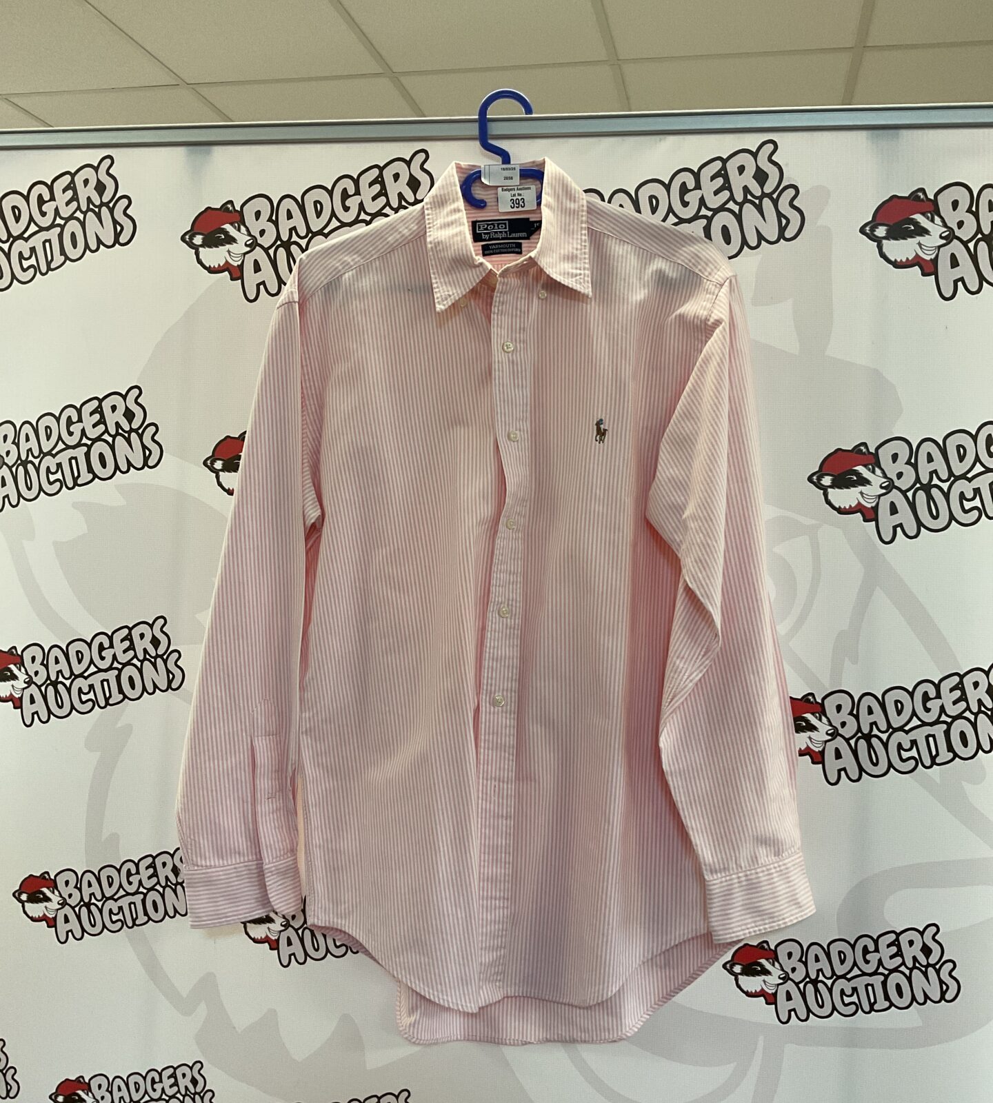 Pink striped ralph lauren shirt size 15/38