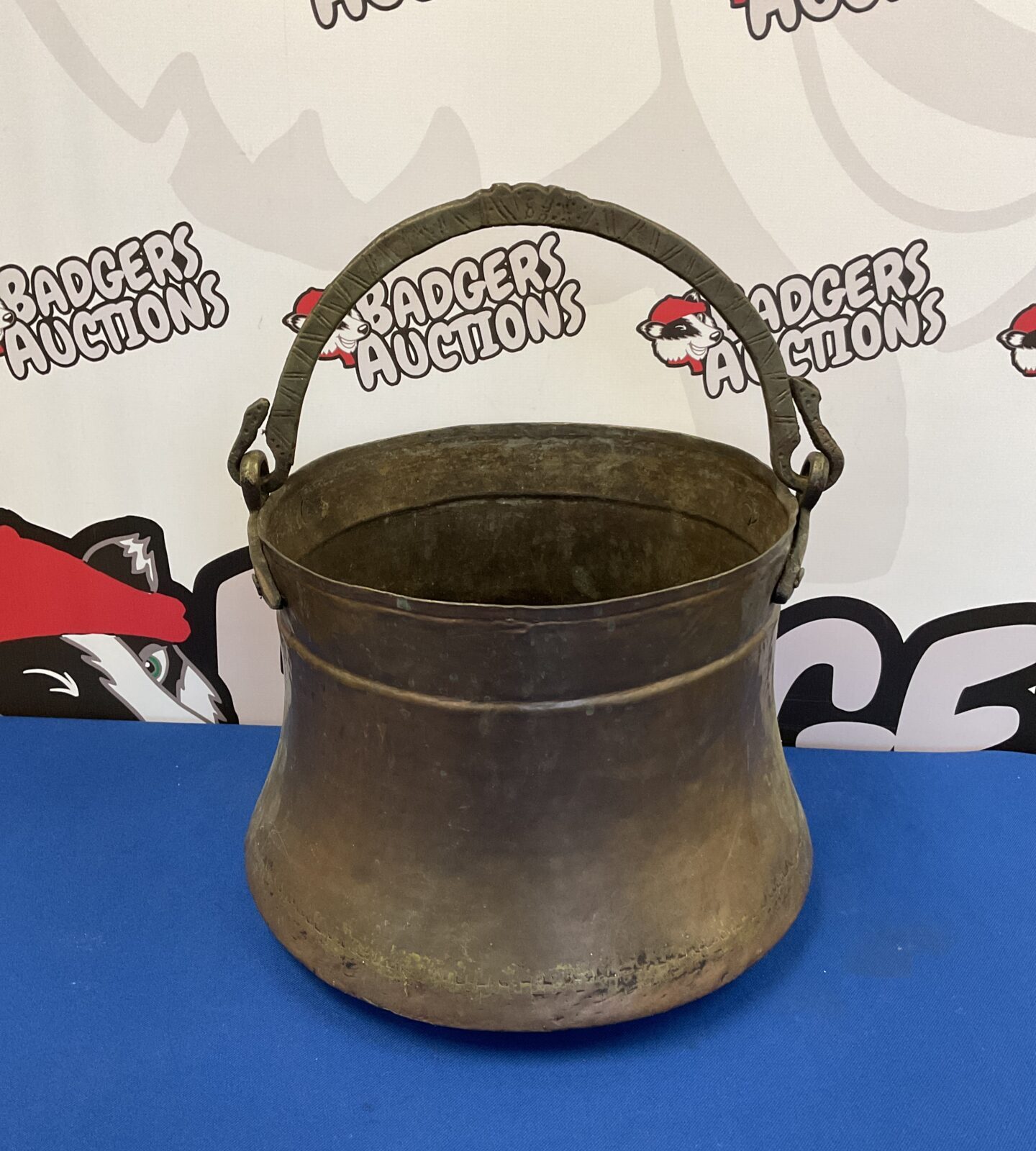 Antique copper bucket with brass handle