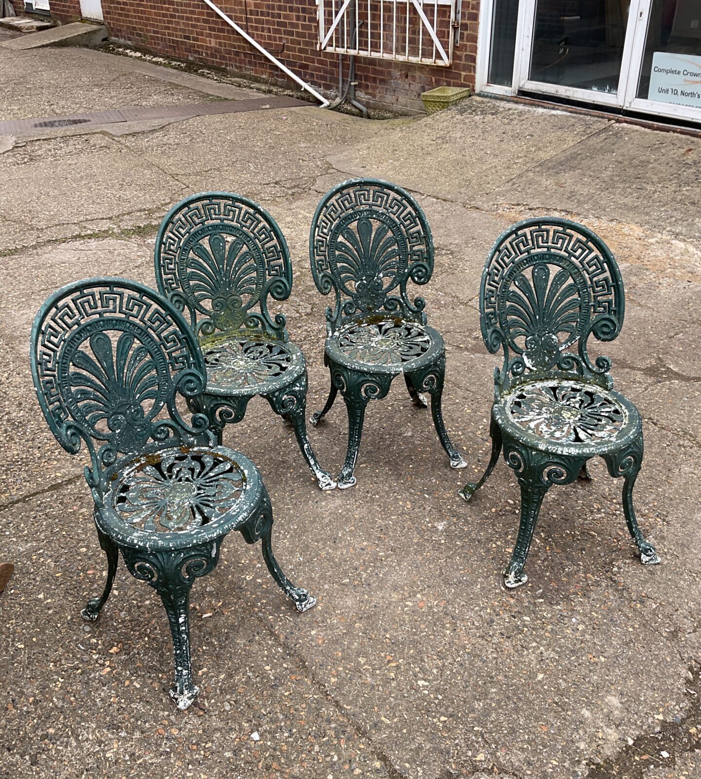 Four aluminium garden chairs