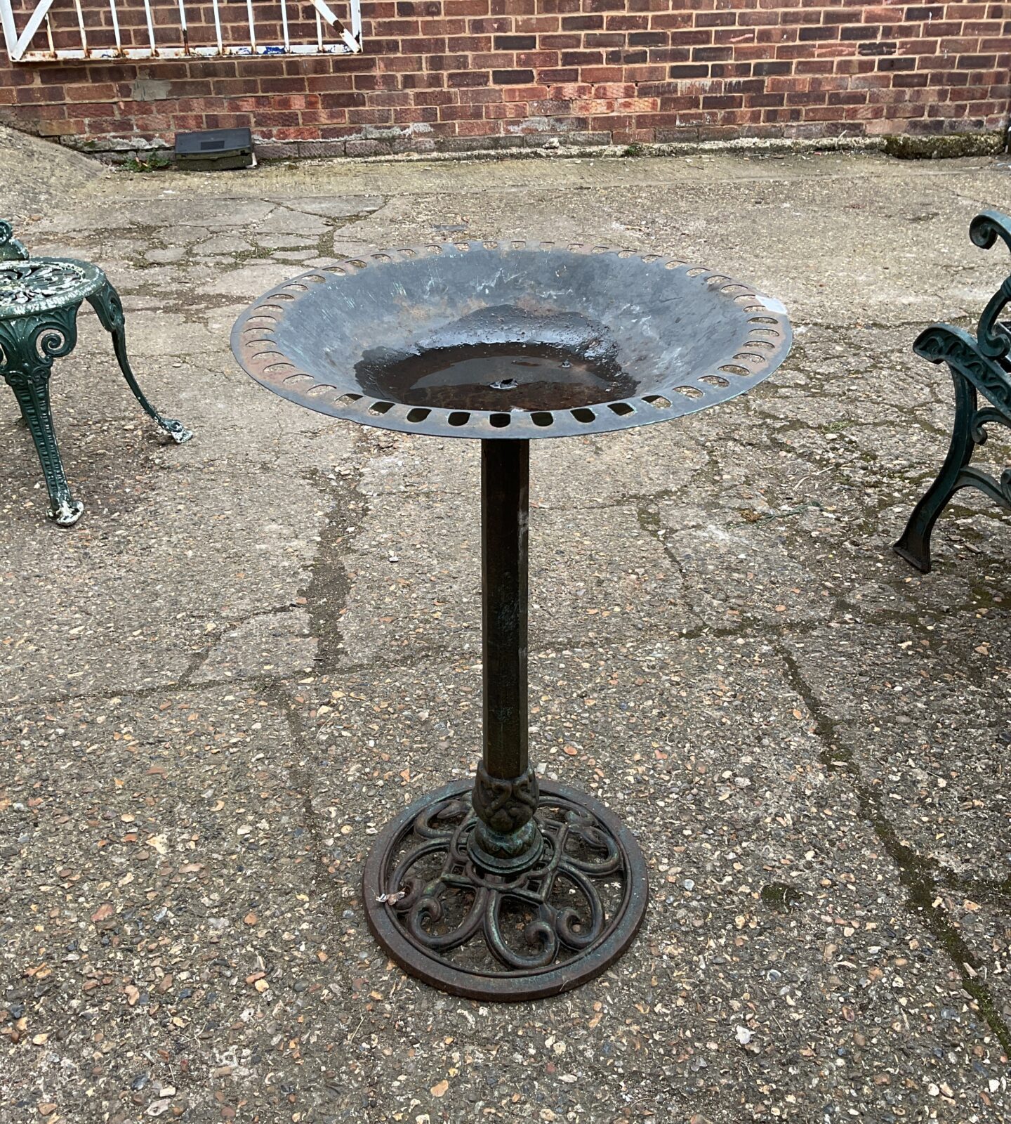 Metal garden bird bath