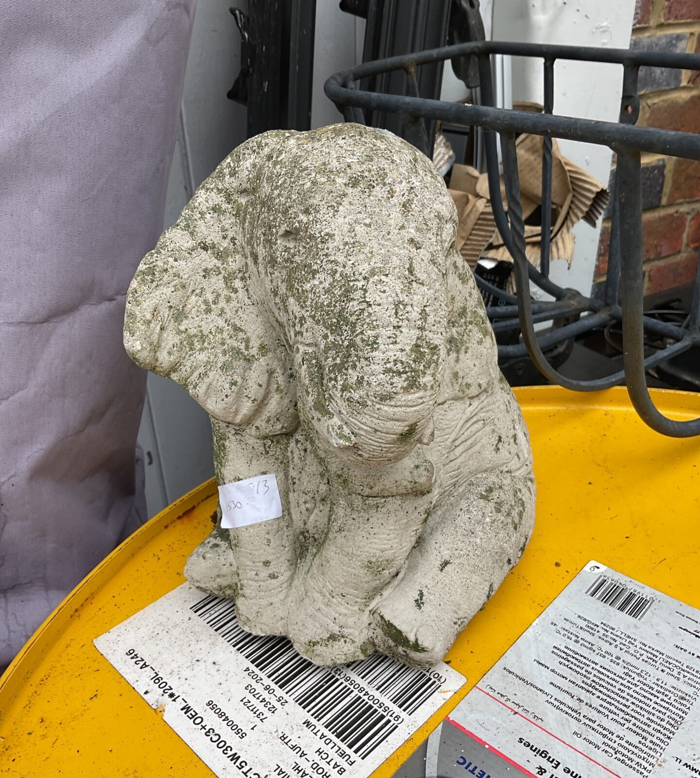 Stone effect garden ornament of an elephant