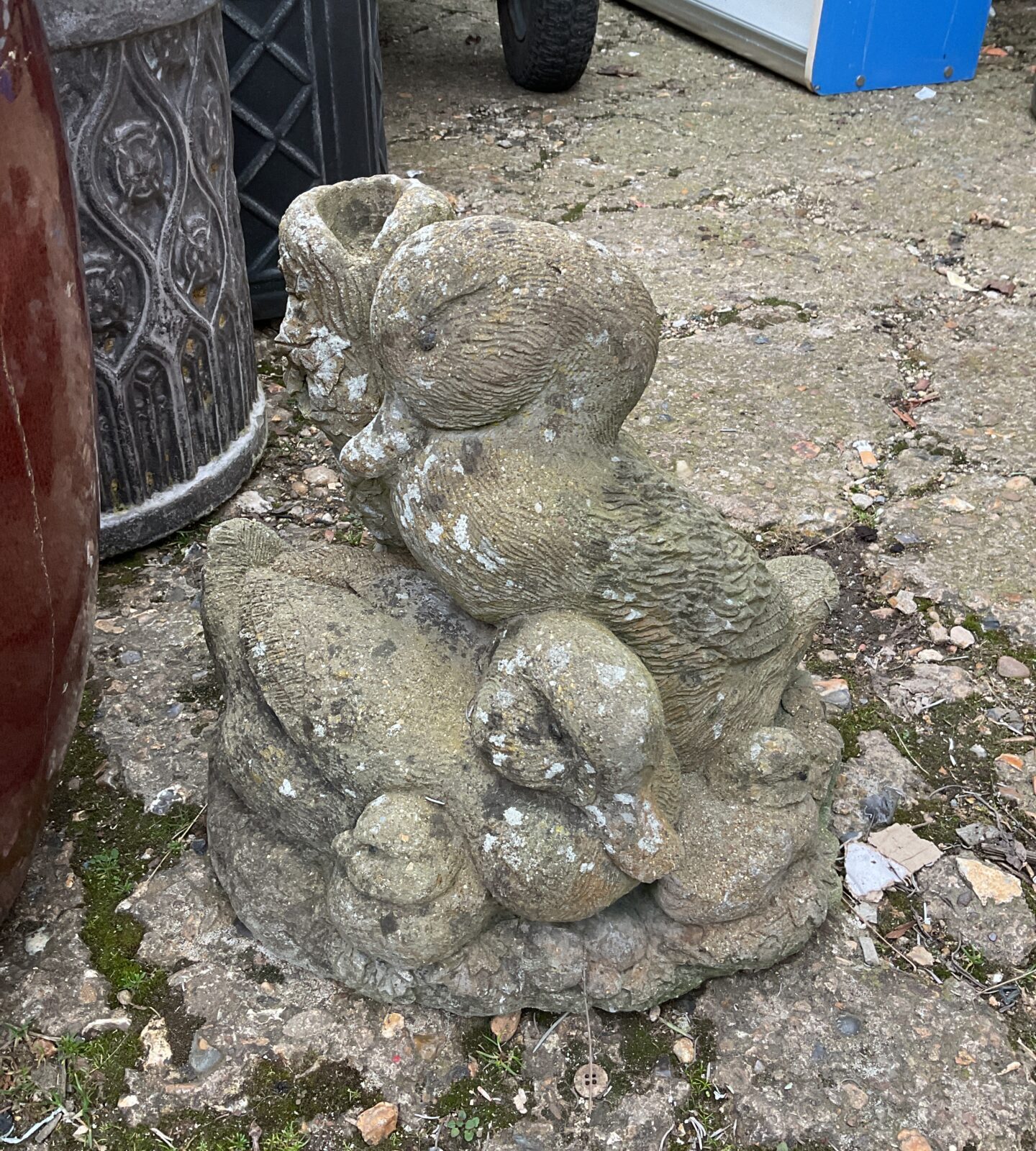 Concrete ducks garden ornaments