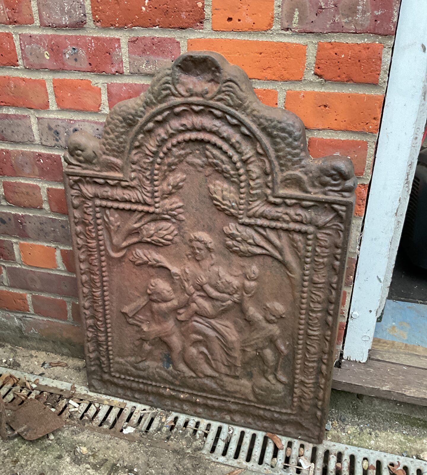 Victorian cast iron fireplace back