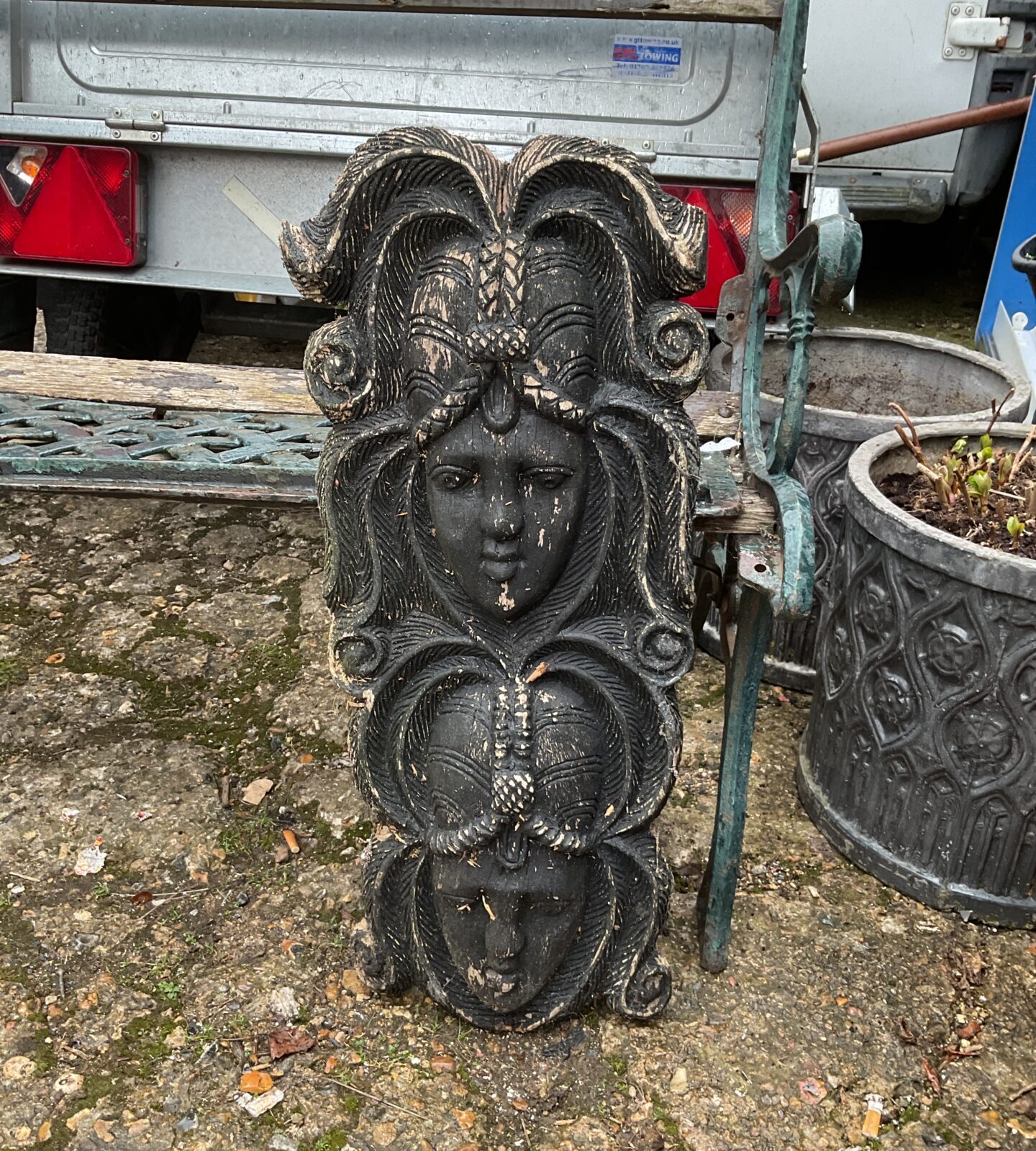 Carved wooden tribal wall mask