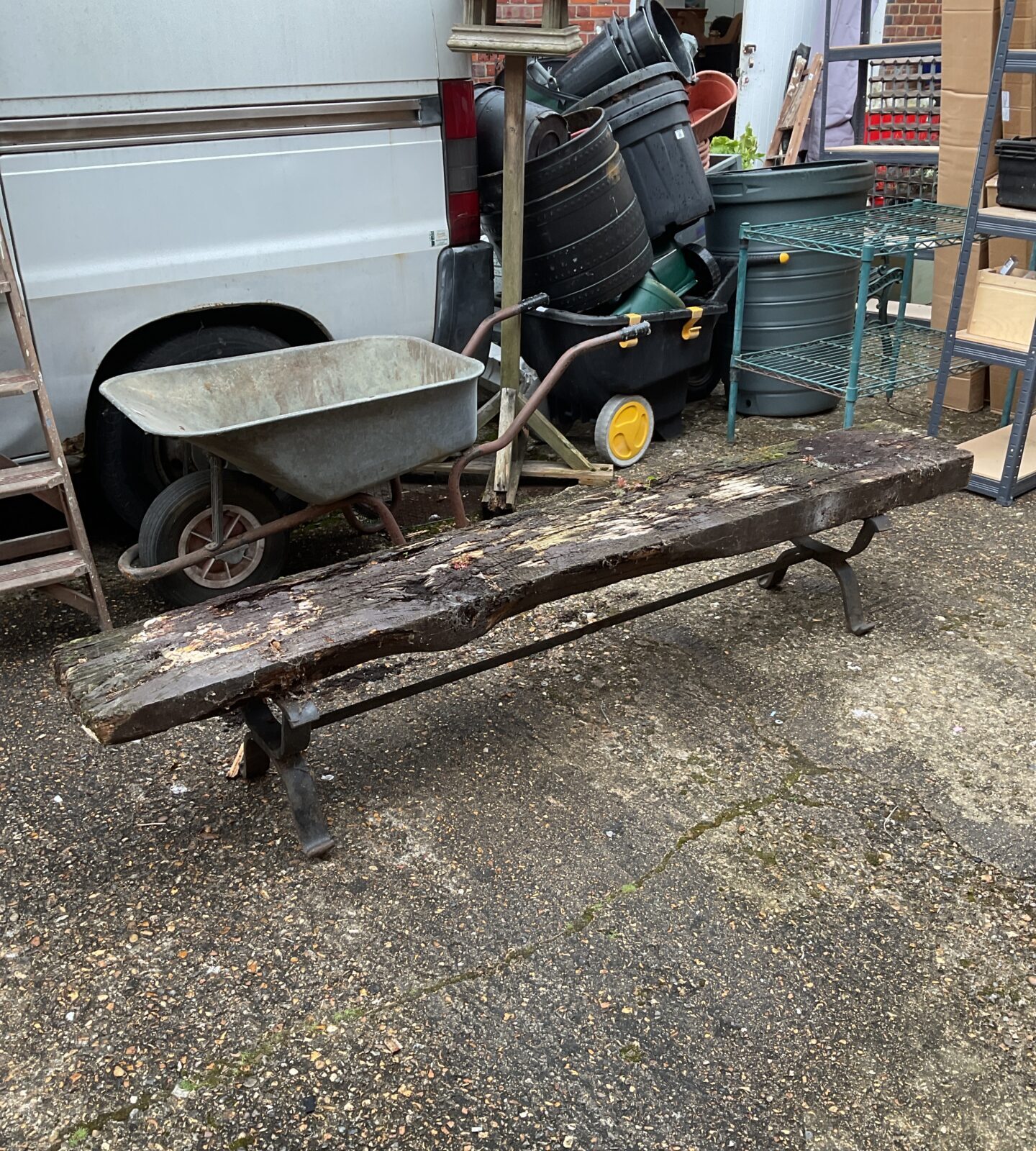 Railway sleeper garden bench