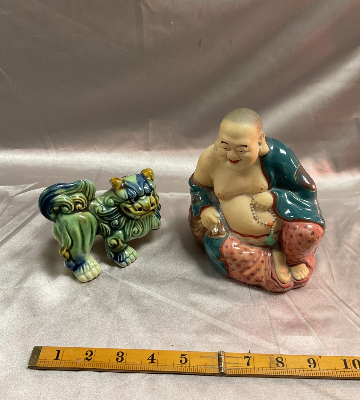 Vintage Chinese Buddha and temple foo dog