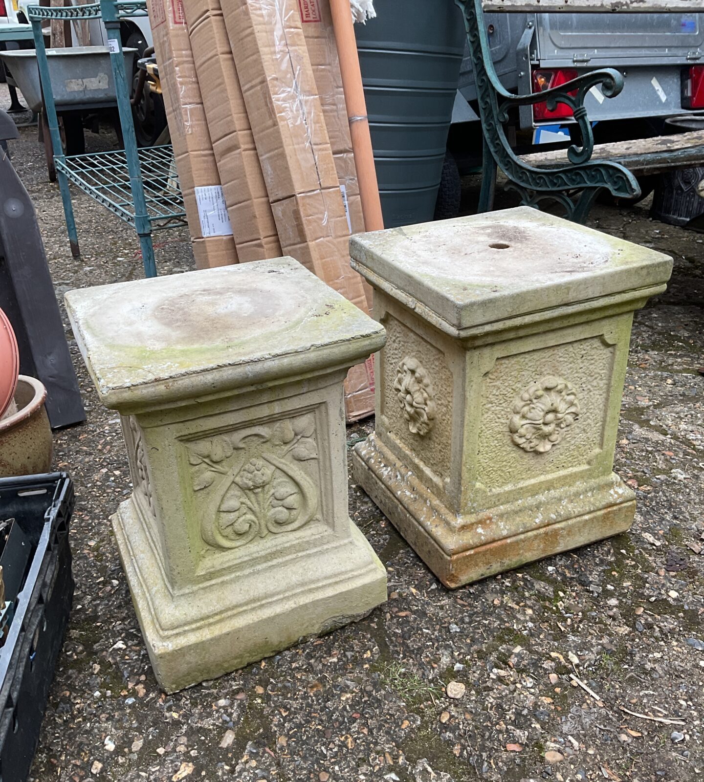 Pair of concrete planter pedestal