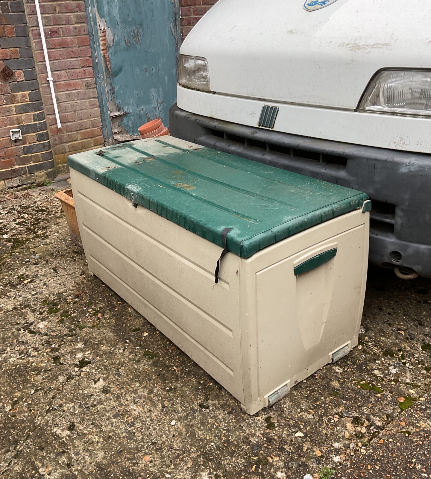 Plastic garden storage bench