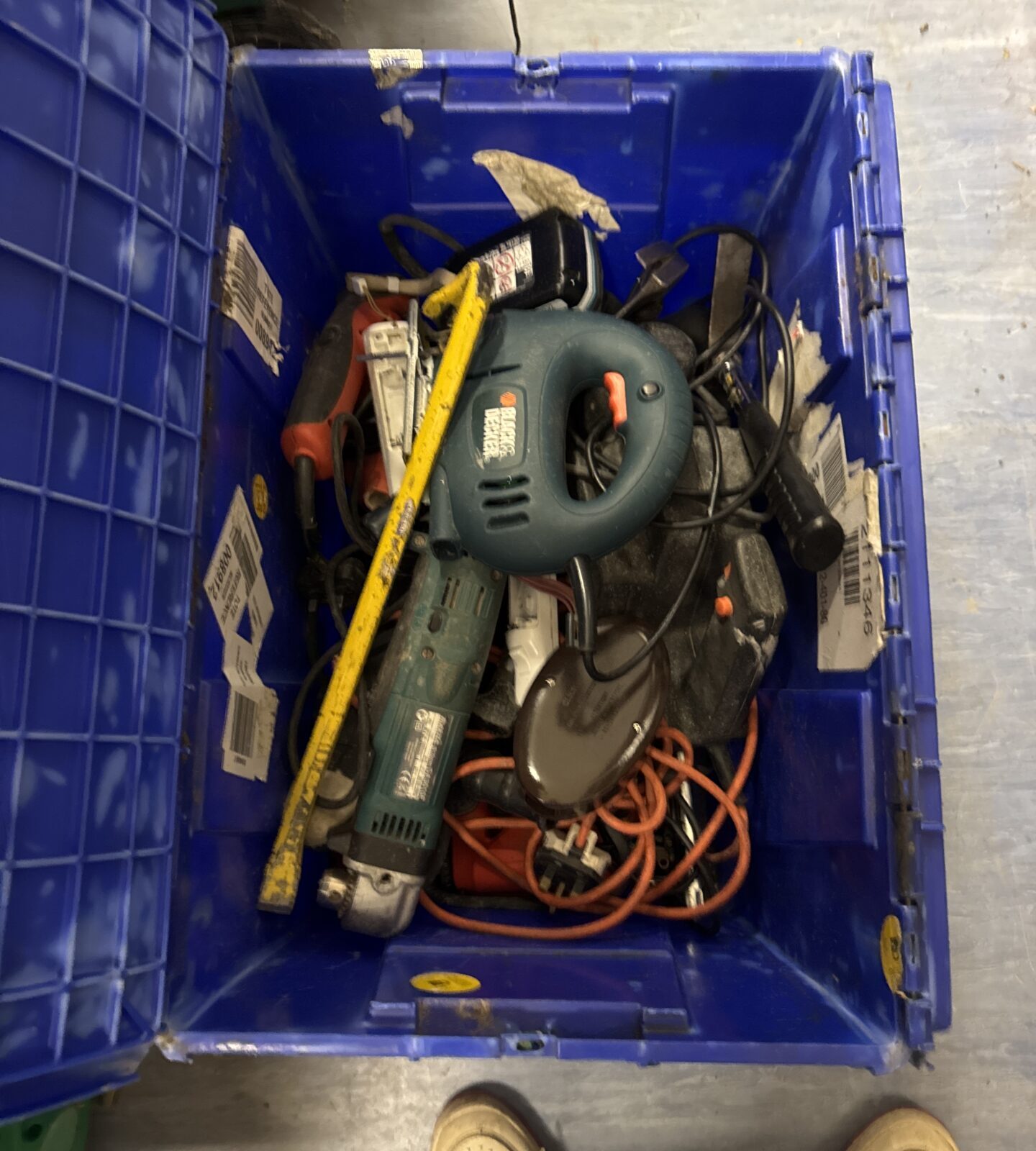 Large crate of mixed shed clearance items inc untested power tools